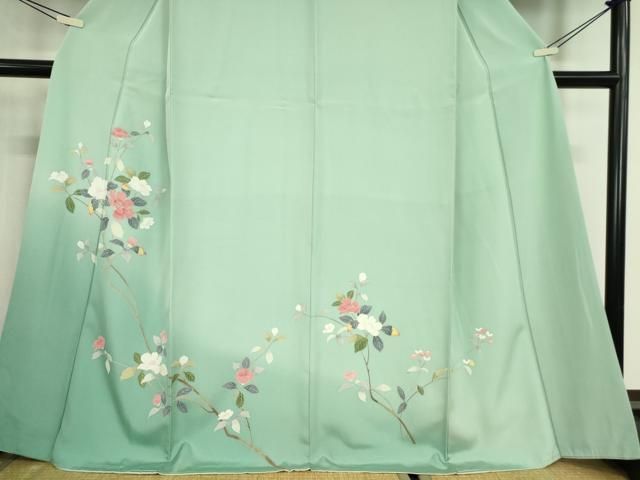 平和屋着物○訪問着 友禅 枝花文 暈し染め 正絹 逸品 DABC3426az