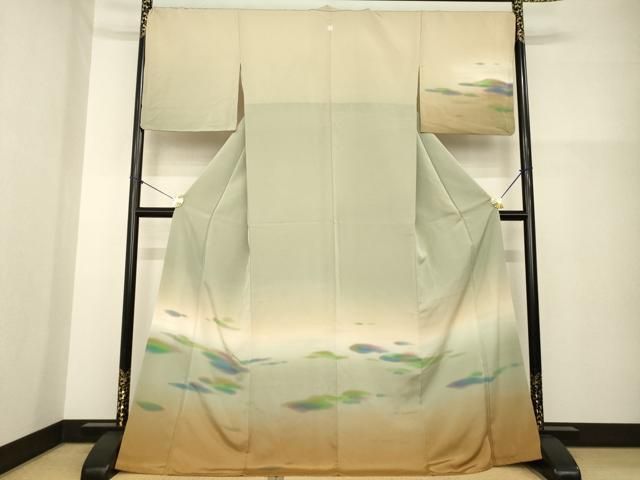 平和屋着物○訪問着 雲重ね文 暈し染め ロング丈 正絹 逸品 AABG6964ck