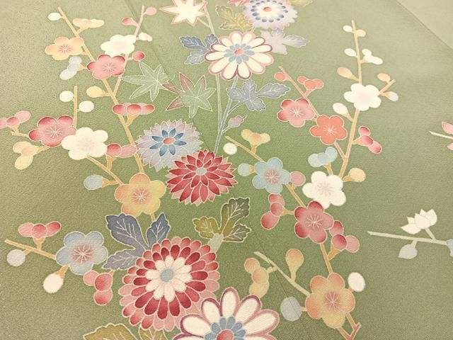 平和屋着物○本加賀友禅作家 押田正義 訪問着 枝花文 正絹 逸品