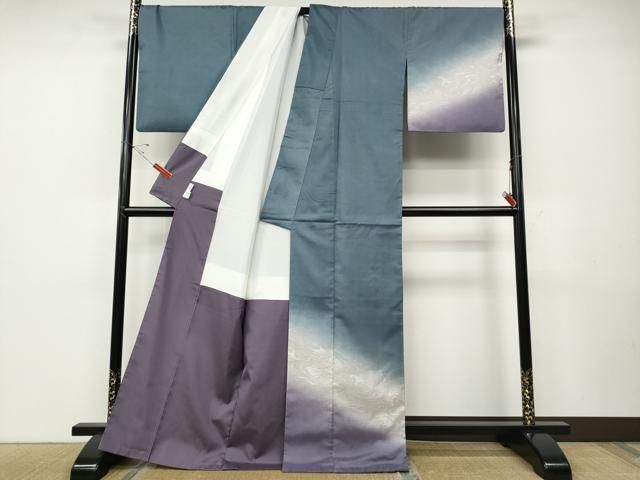 平和屋着物●訪問着　本場染大島紬　墨流し文様　ロング丈　正絹　逸品　CABD7437ut 平和屋着物○訪問着 本場染大島紬 墨流し文様 ロング丈 正絹 逸品