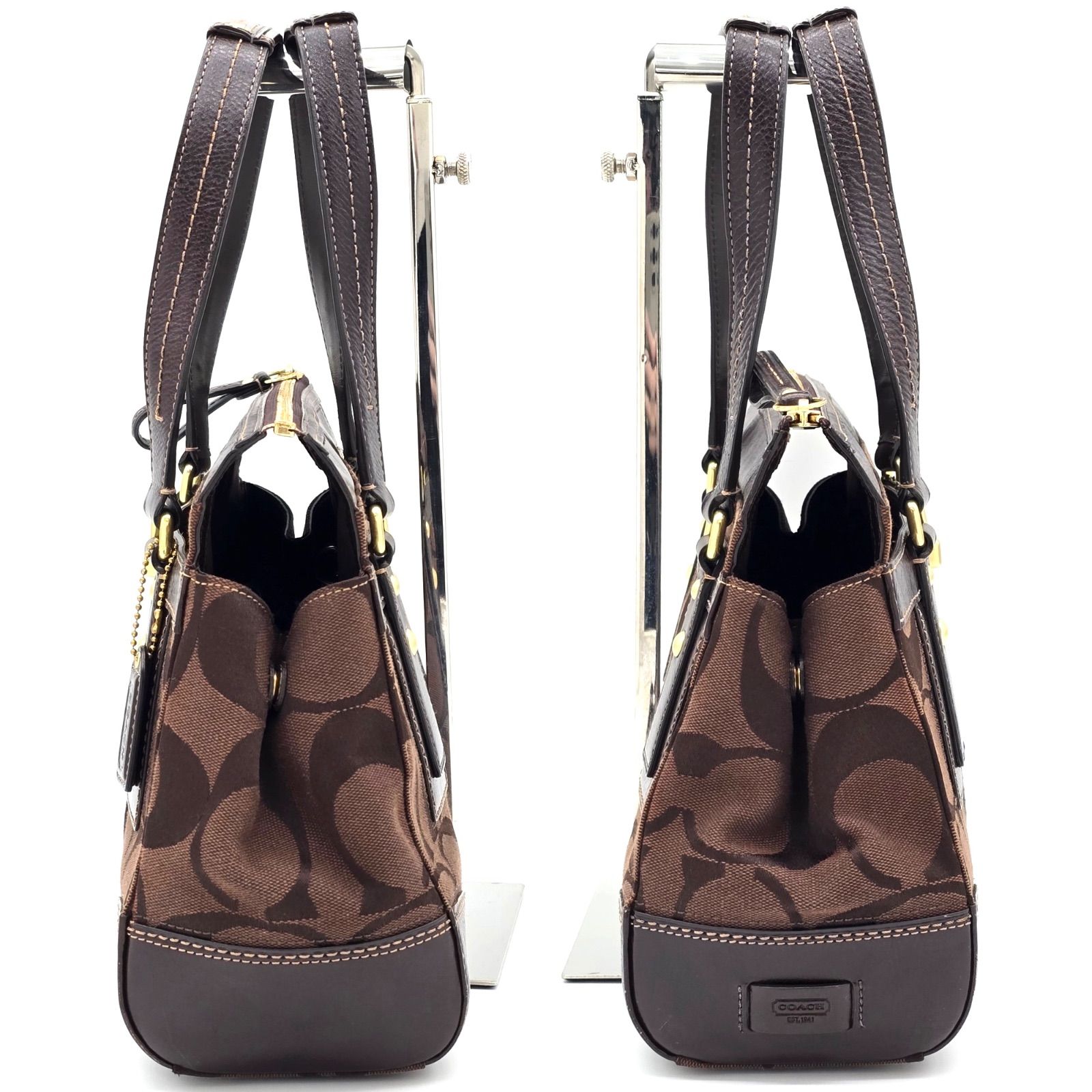 COACH コーチ 11071 ハンプトンズ シグネチャー ストライプ ミディアム 