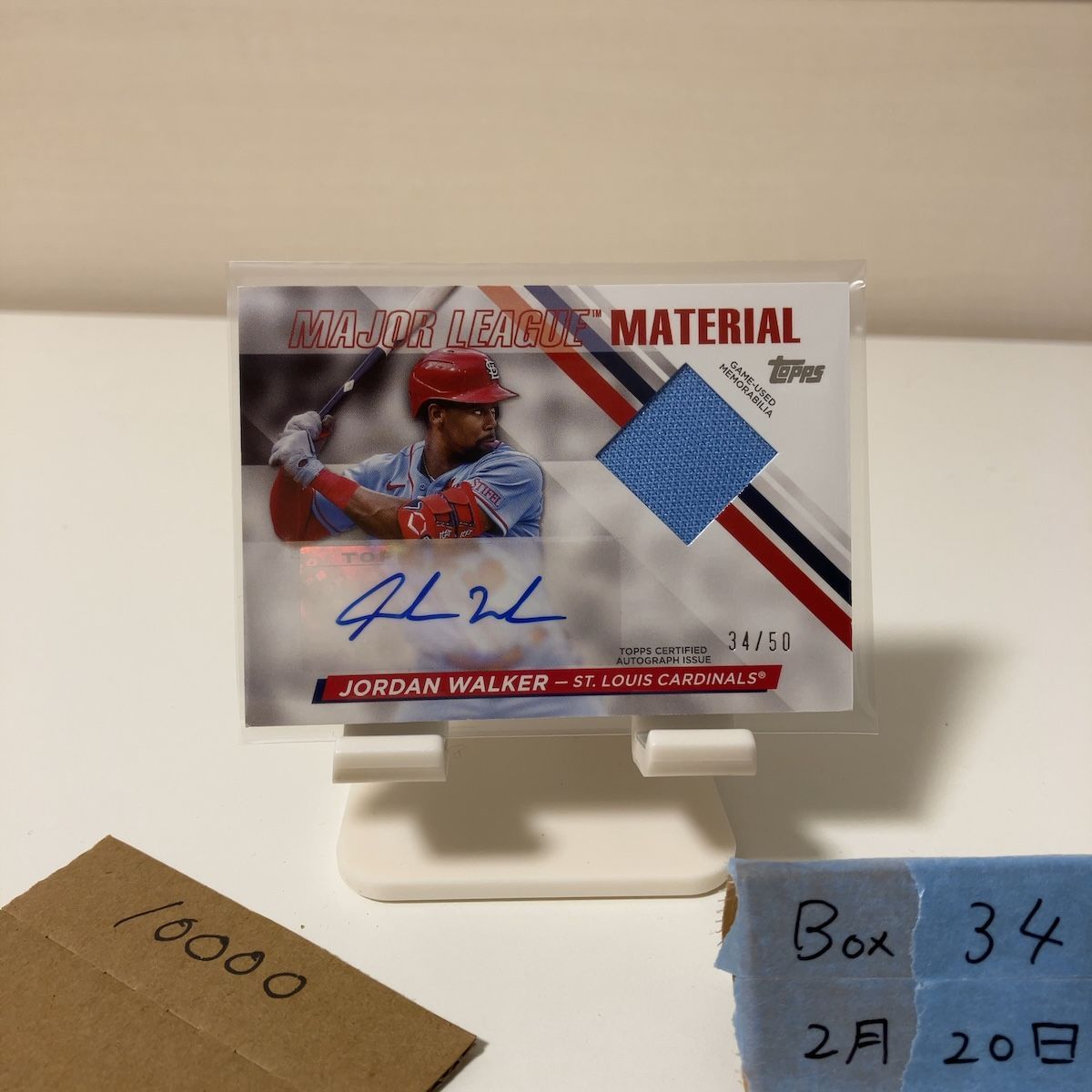 2024 Topps Jordan Walker 34/50 直筆サインカード St. Louis Cardinals ジャージ カード
