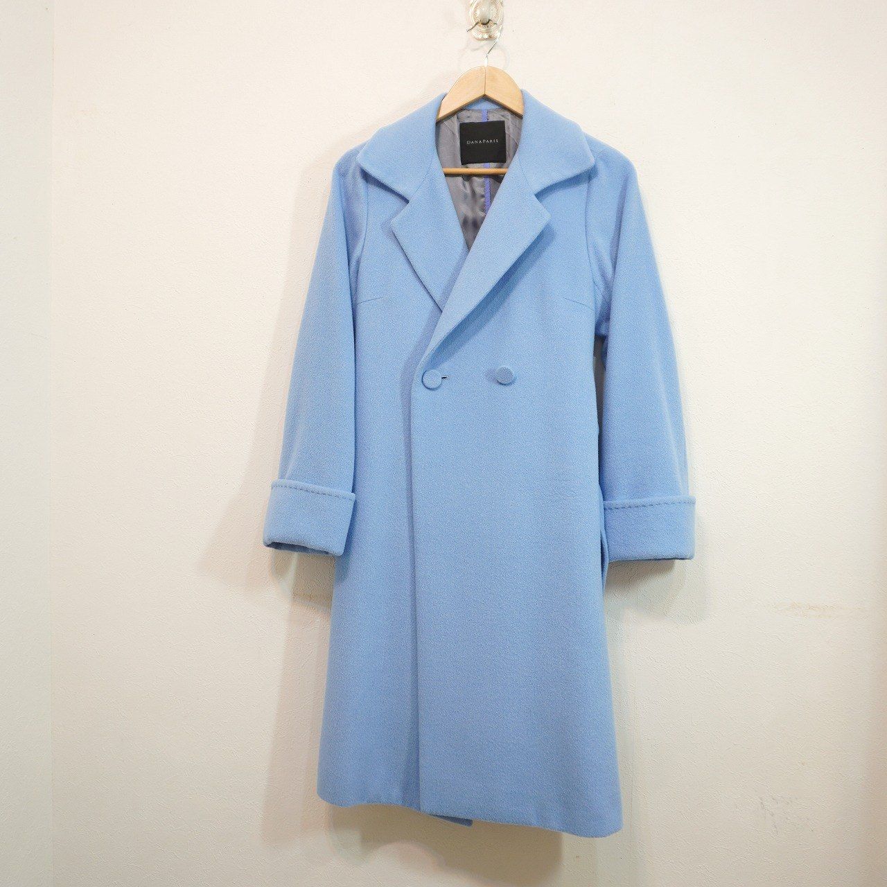 DANA PARIS (9) ウール ロングコート ダナパリ 青 水色 アンゴラ 