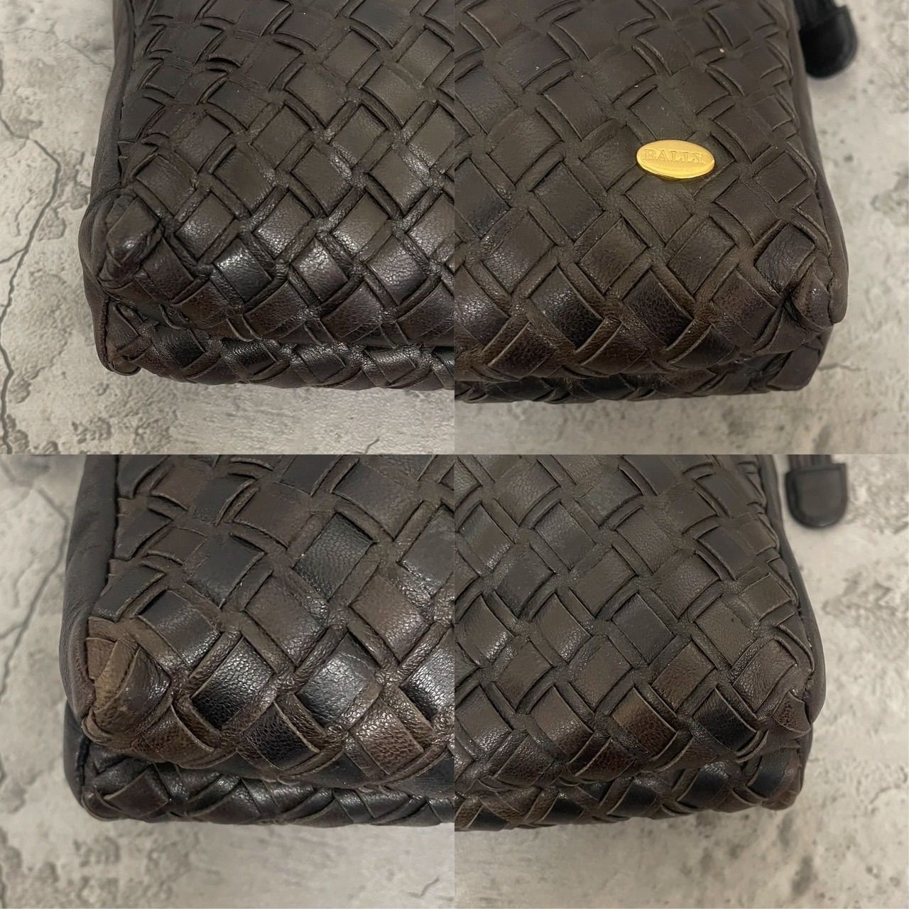 美品 BALLY バリー ハンドバッグ イントレ 編み込み ゴールド金具 ロゴ 