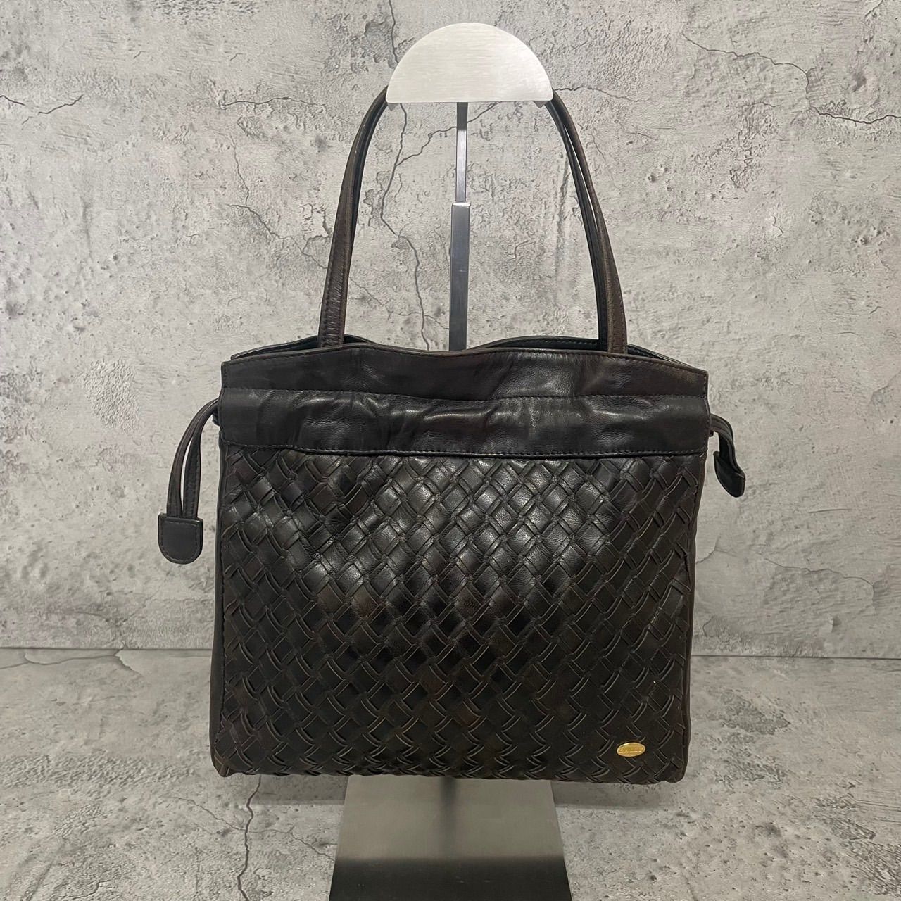 美品 BALLY バリー ハンドバッグ イントレ 編み込み ゴールド金具 ロゴ 