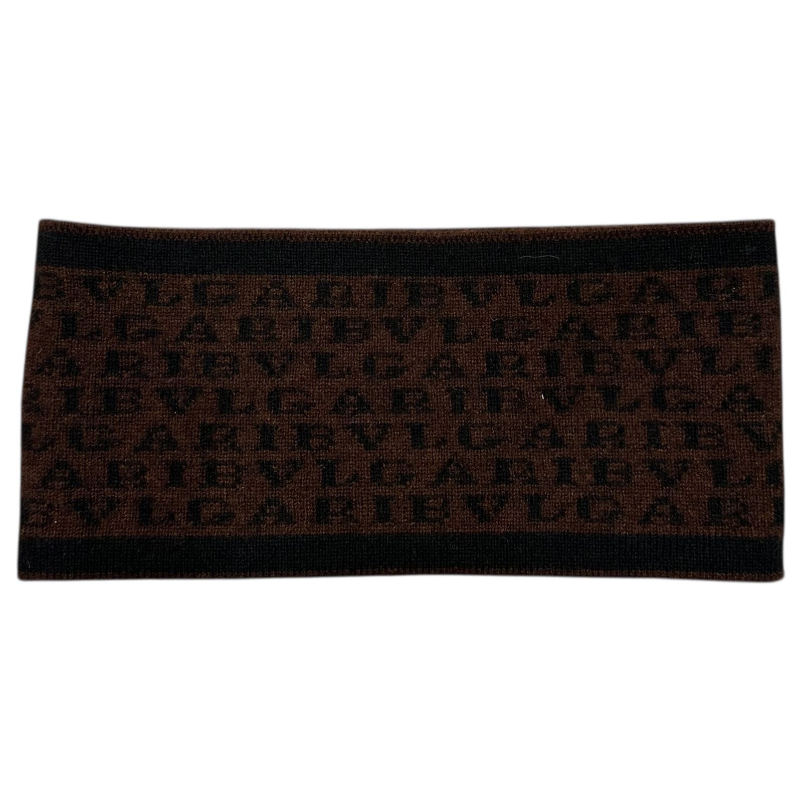 BVLGARI(ブルガリ) Logo All-Over Cashmere Neck Warmer ロゴ 総柄 カシミア ネックウォーマー ブラウン×ブラック
