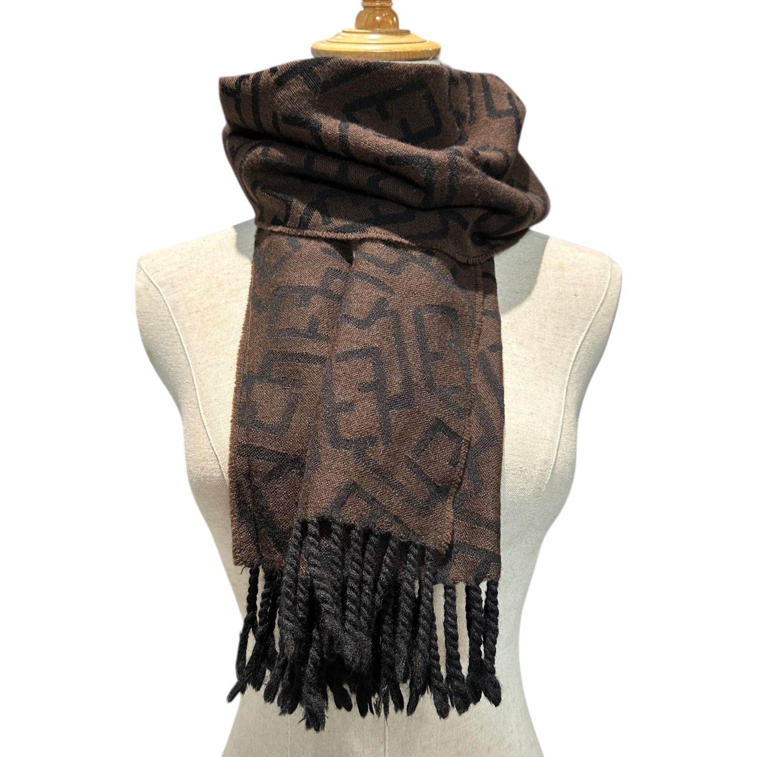 FENDI(フェンディ) Zucca-Print Wool Scarf ズッカ柄 ウール マフラー 