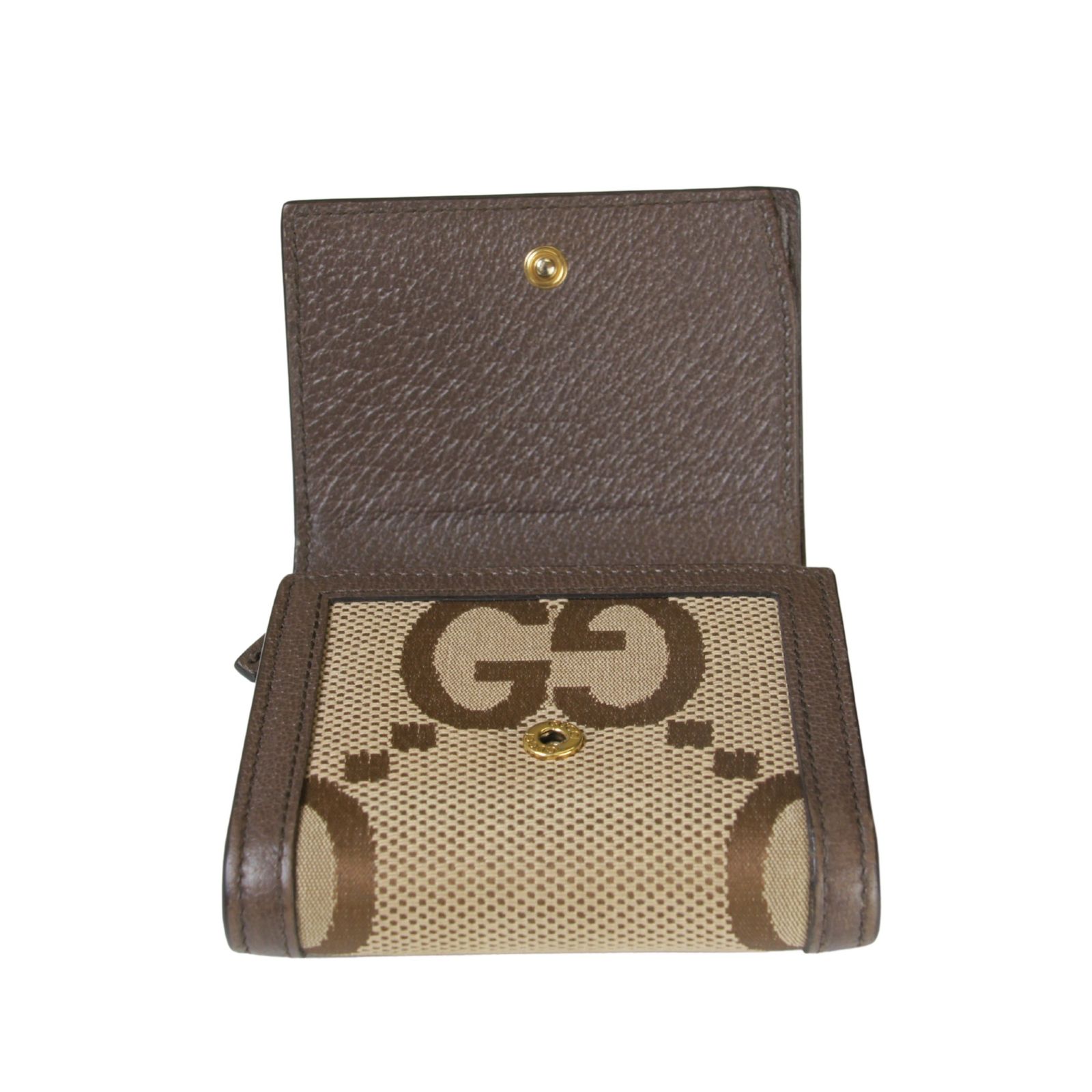 GUCCI グッチ 二つ折り財布 ジャンボGG ベージュ ホック付き 658635