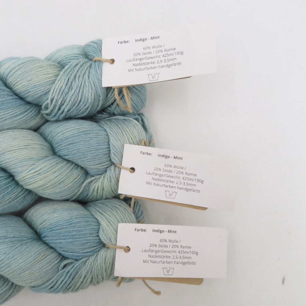 毛糸 mominoki RAMIE SILK NATURAL 3カセ Indigo-Mint 1カセ100g 約