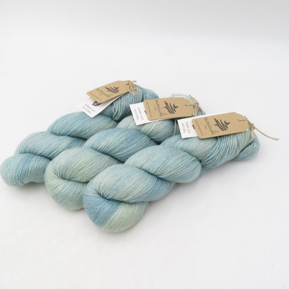 毛糸 mominoki RAMIE SILK NATURAL 3カセ Indigo-Mint 1カセ100g 約425m 海外毛糸 未使用品【中古】 毛糸 mominoki RAMIE SILK NATURAL 3カセ Indigo-Mint 1カセ100g 約