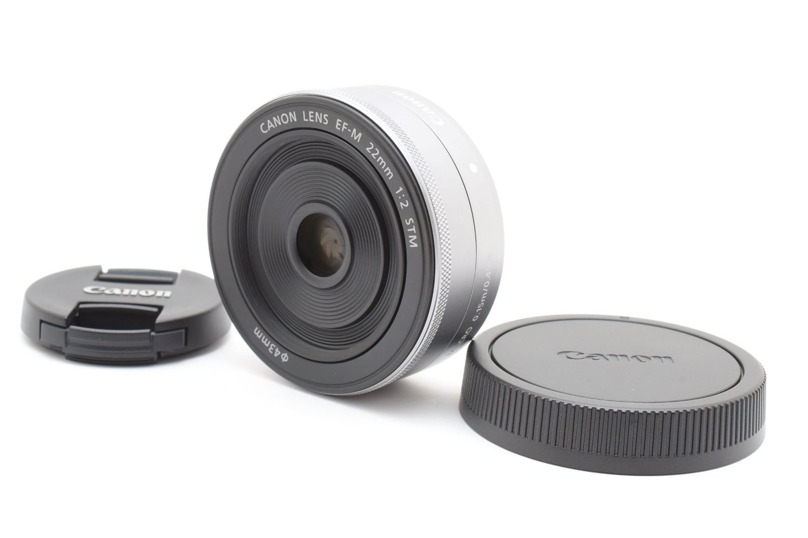 ★極上品★ CANON EF-M 22mm F2 STM 前後キャップ付属 ☆極上☆ キヤノン Canon EF-M 22mm F2 STM シルバー 《前後キャップ付