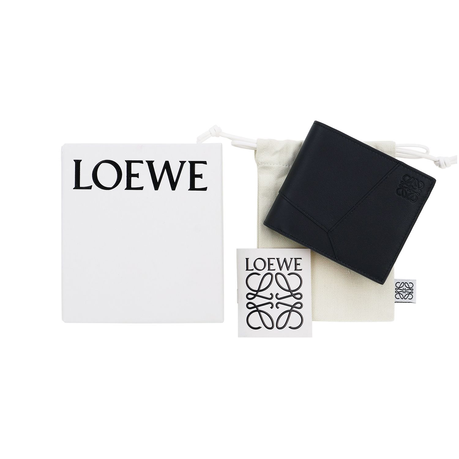 LOEWE 二つ折り財布 パズル ソフトグレインカーフ本革ブラック