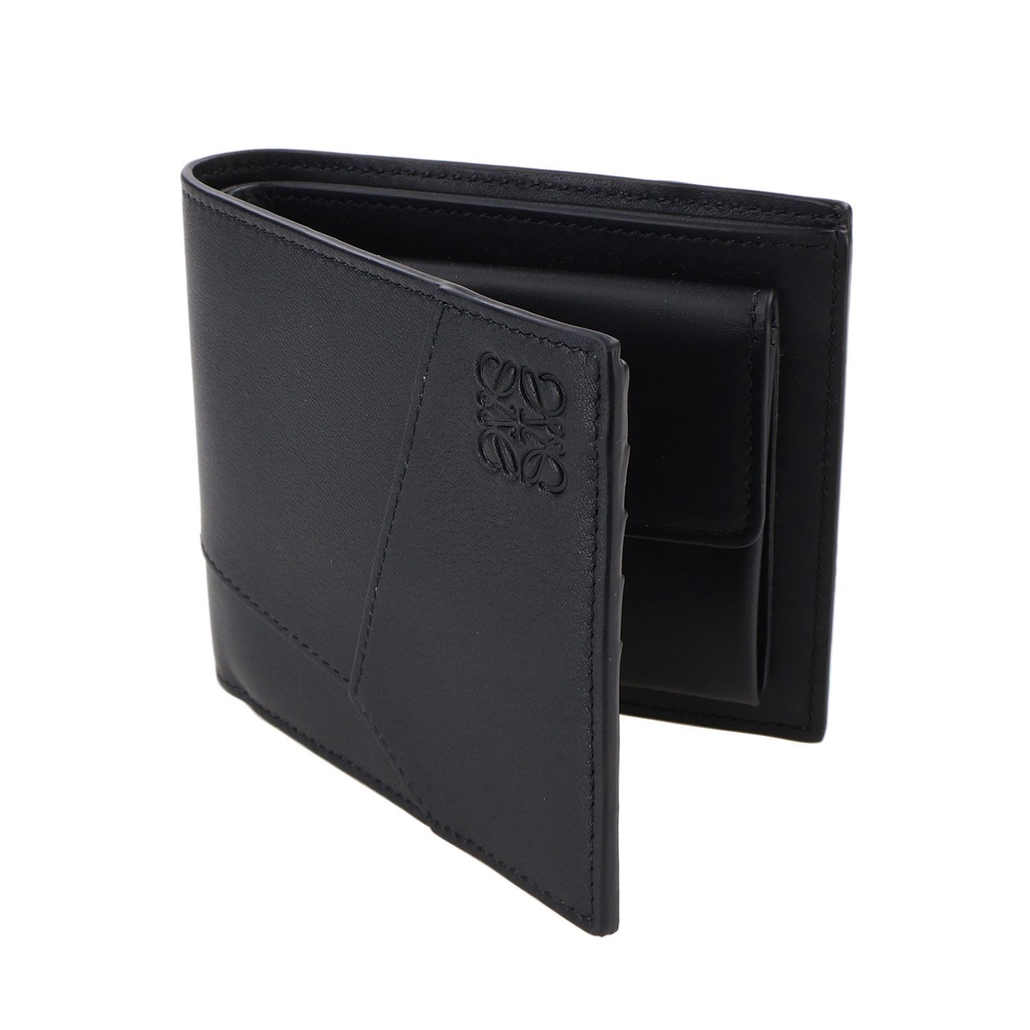 LOEWE ブラックレザー 二つ折り財布 LOEWE 二つ折り財布 本革ブラック