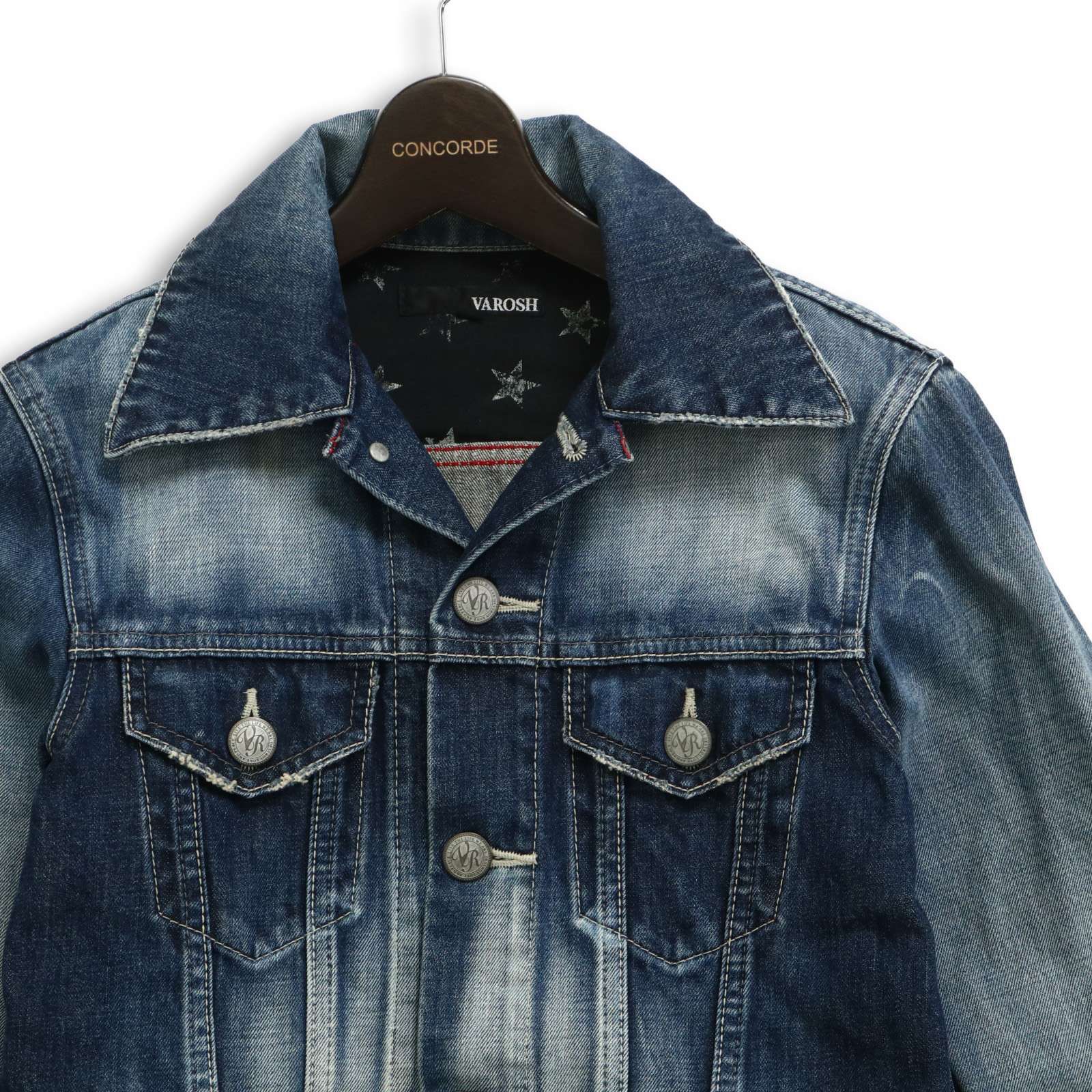 VAROSH ヴァロッシュ 通年 ダメージ加工☆ デニム ジャケット Gジャン 