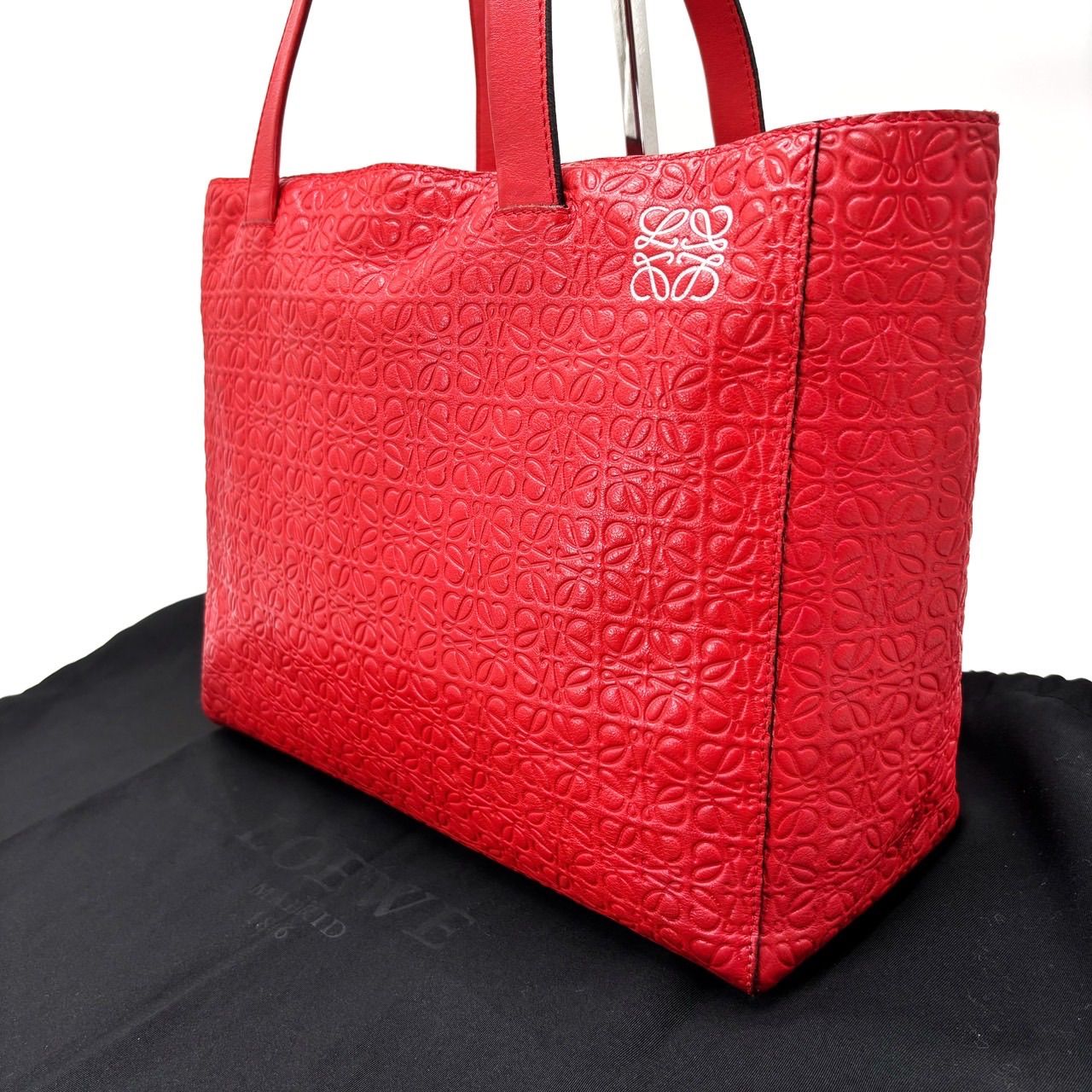 良品】LOEWE ロエベ リピートアナグラム 型押し トートバッグ 良品】LOEWE ロエベ リピートアナグラム 型押し トートバッグ
