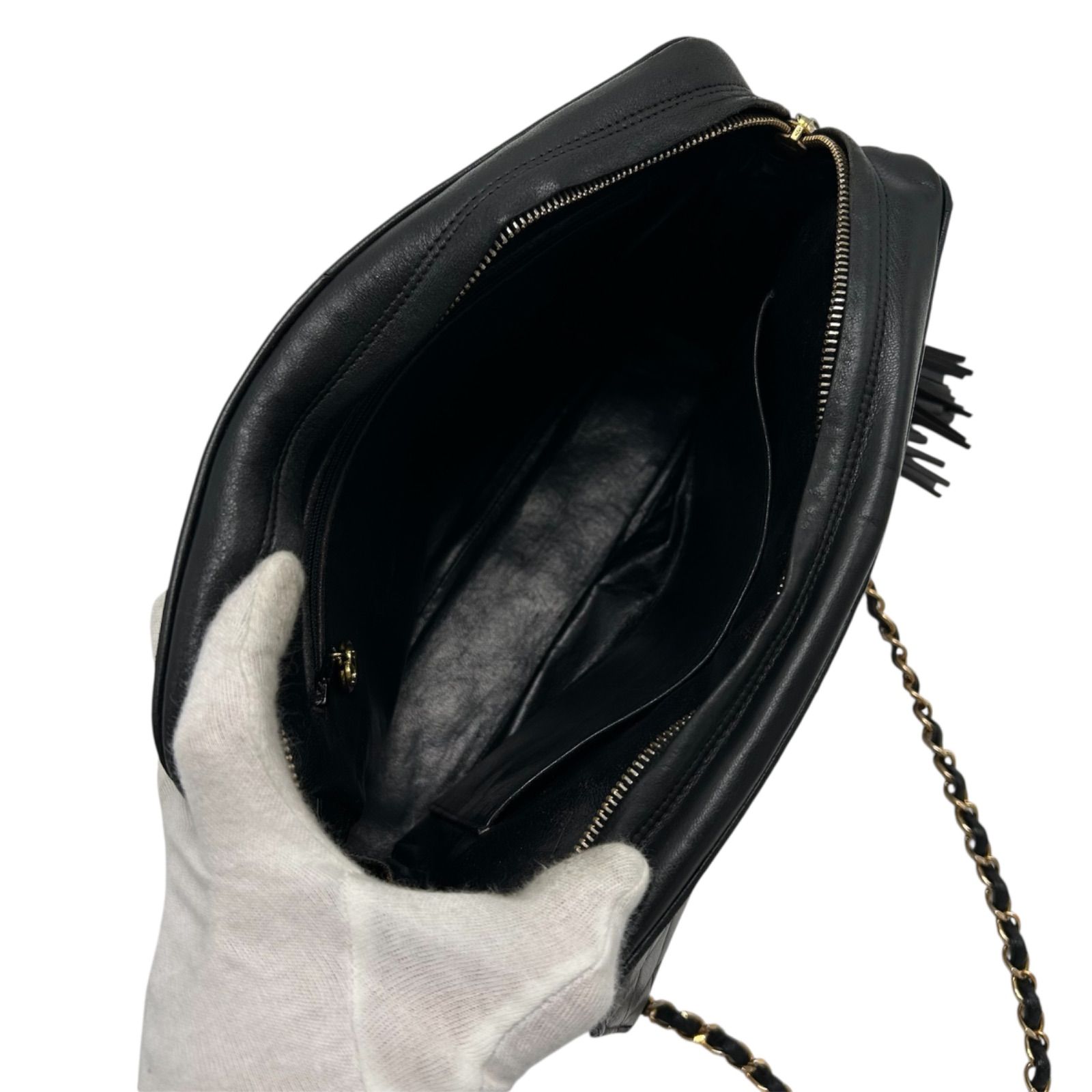 美品 CHANEL シャネル フリンジ チェーンショルダーバッグ 肩掛け 
