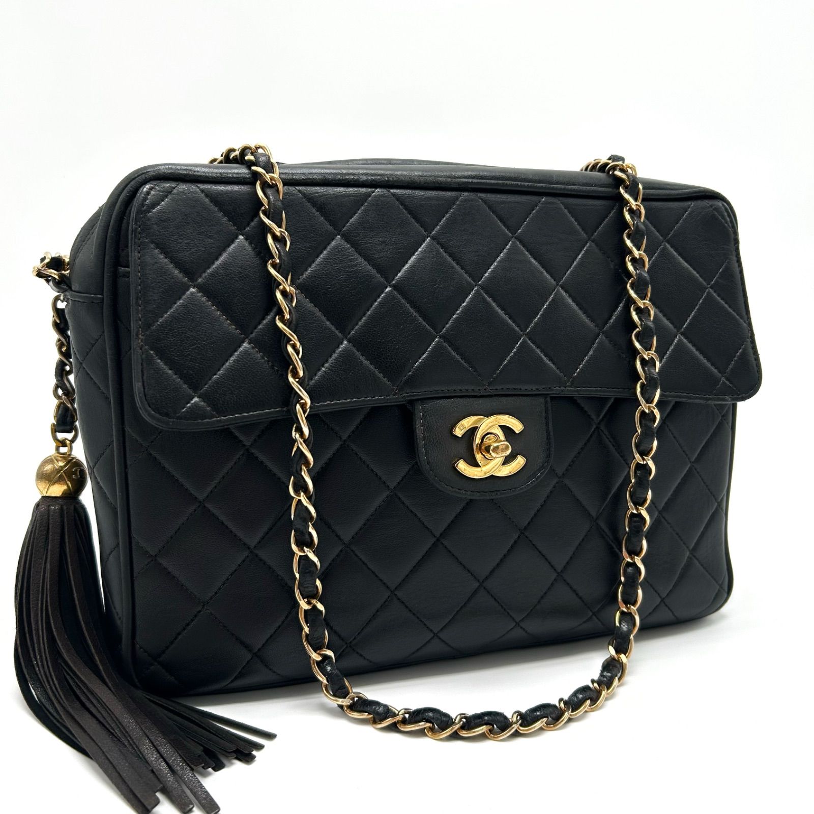 美品 美品 シャネル CHANEL チェーン ショルダーバッグ ラムスキン 