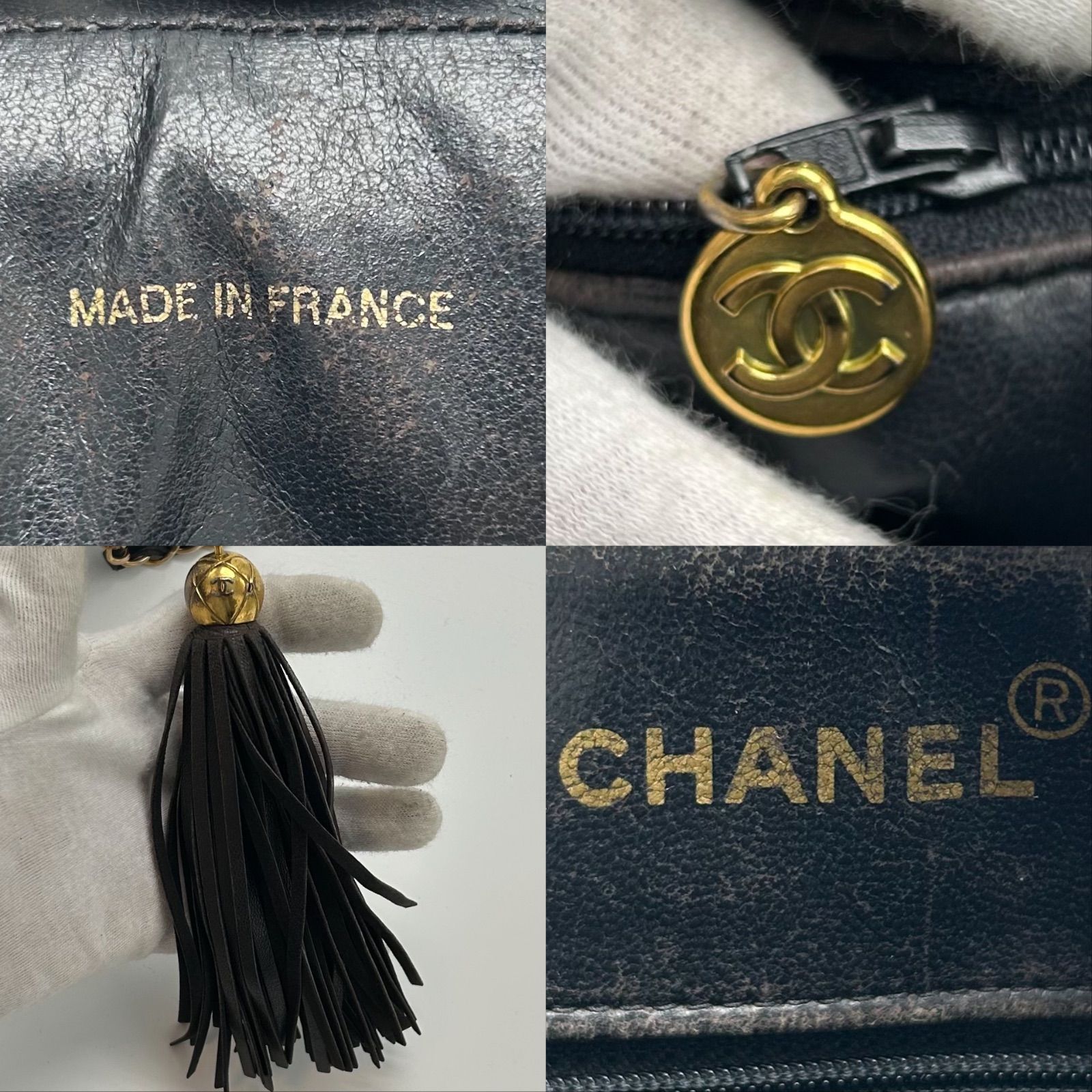 美品 CHANEL シャネル フリンジ チェーンショルダーバッグ 肩掛け 