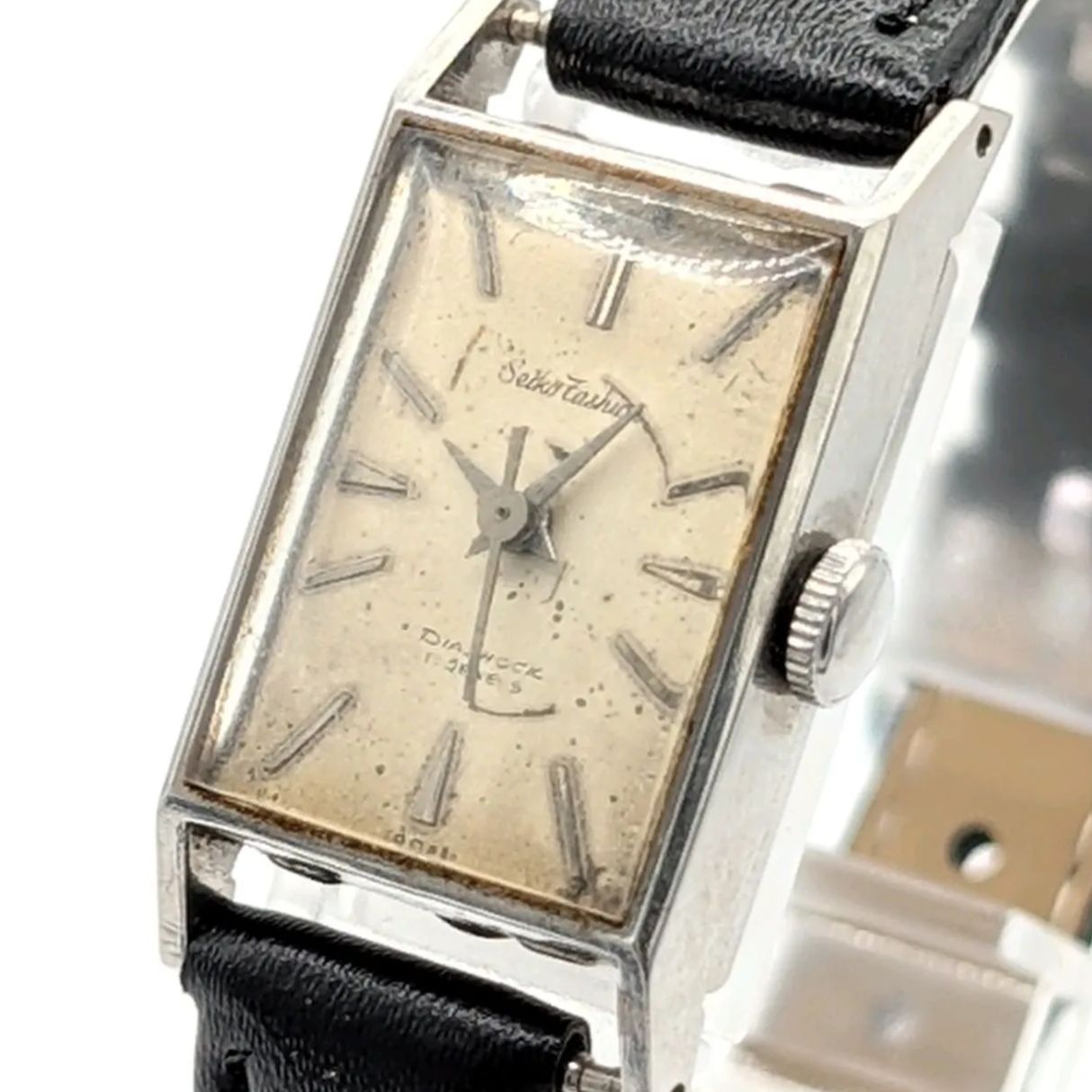 SEIKO Fashion Watch Hand-Winding Ladies Square Silver Recton Y2K 