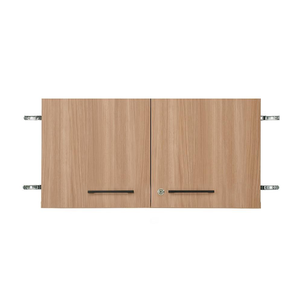 プラス Garage 木製 収納庫 KK2 ストレージ 本棚 専用扉 1段用 鍵付き 木目 取手黒9 KK2-40DU 435979