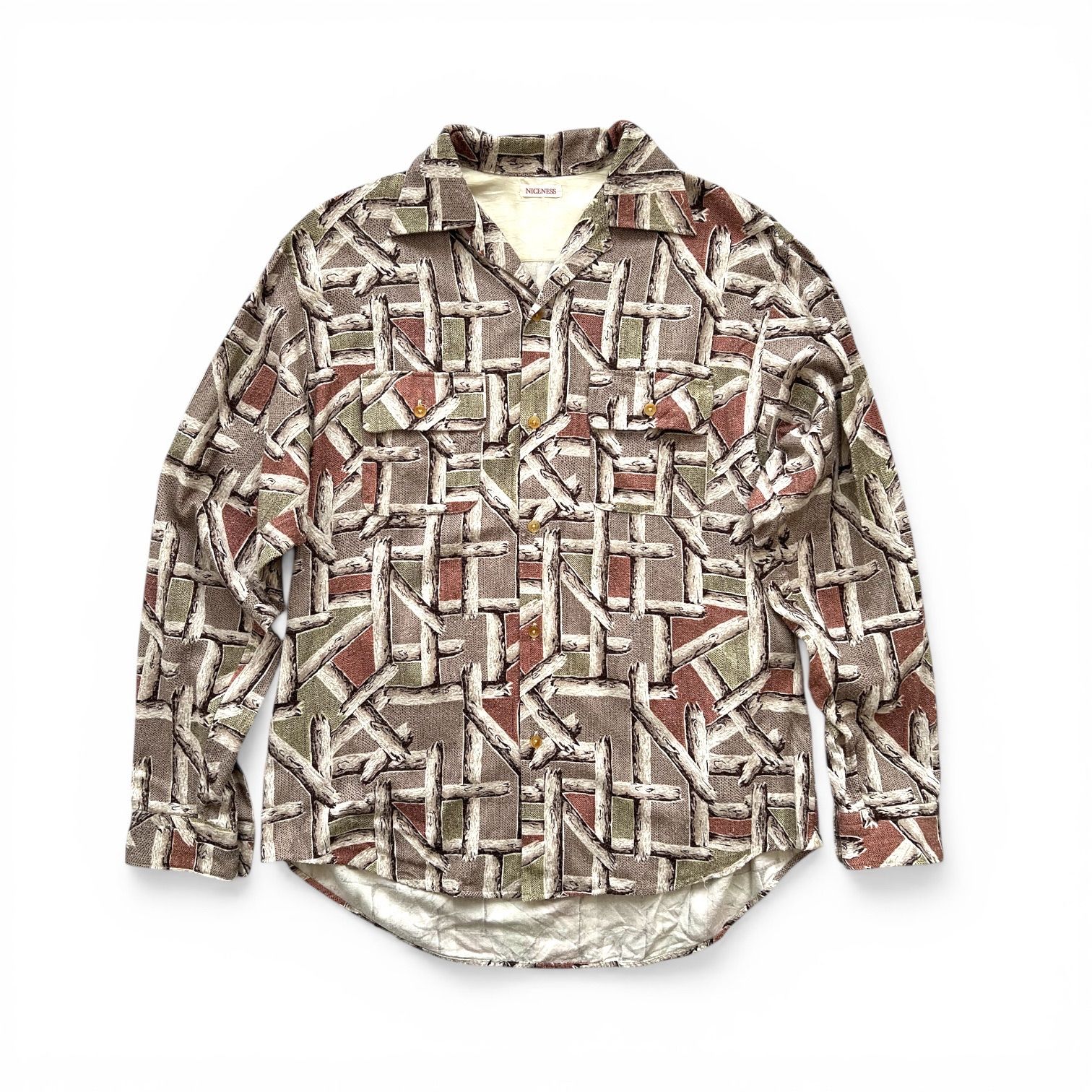 NICENESS ナイスネス  カート プリンテッドシルクネルシャツ NICENESS ナイスネス KURT カート プリンテッドシルクネルシャツ 開襟