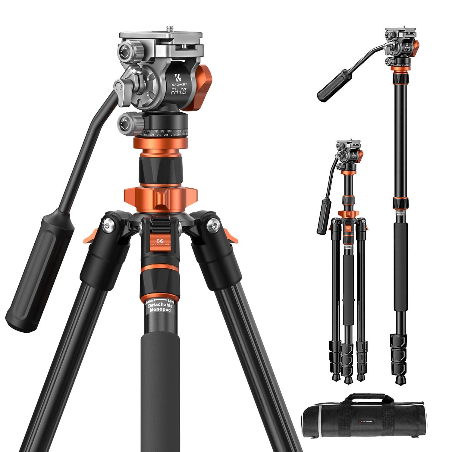 カメラの三脚K&F CONCEPTビデオ三脚ビデオ三脚 200cm のカメラの カメラの三脚K&F CONCEPTビデオ三脚ビデオ三脚 200cm のカメラの
