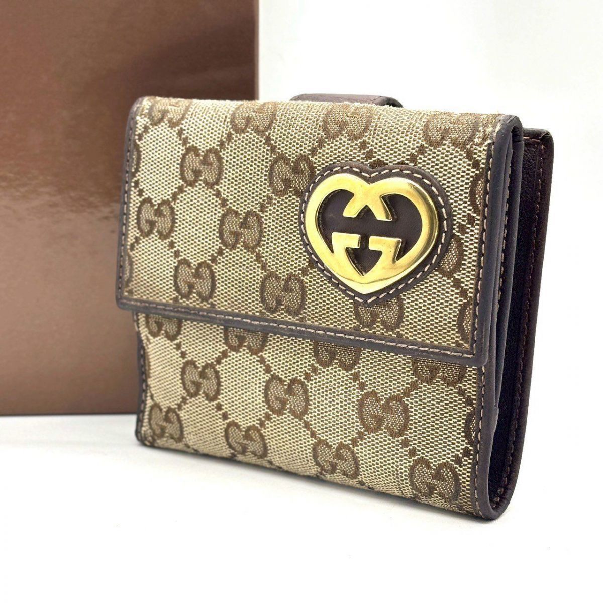 甘さに品を宿す】 GUCCI 二つ折り財布 ラブリーハート Wホック