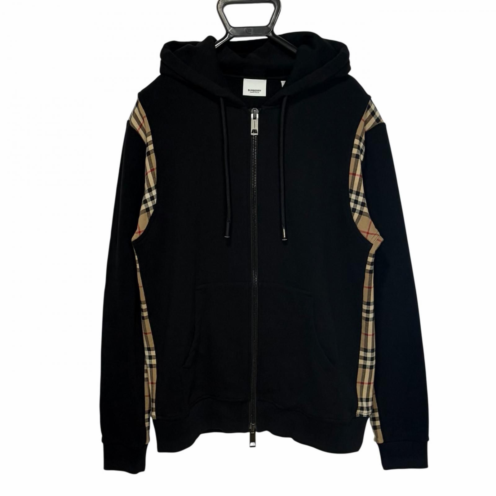 Burberry/S /ブラック /チェックジップアップパーカー /型番8034510 