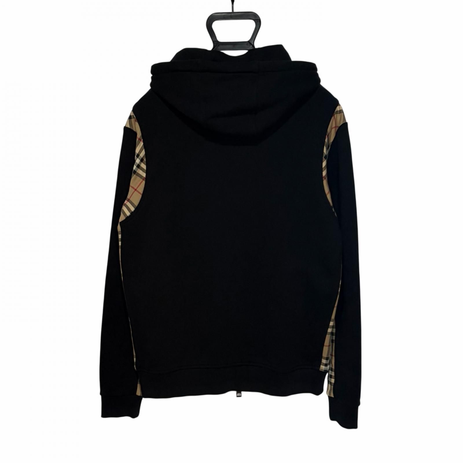 Burberry/S /ブラック /チェックジップアップパーカー /型番8034510