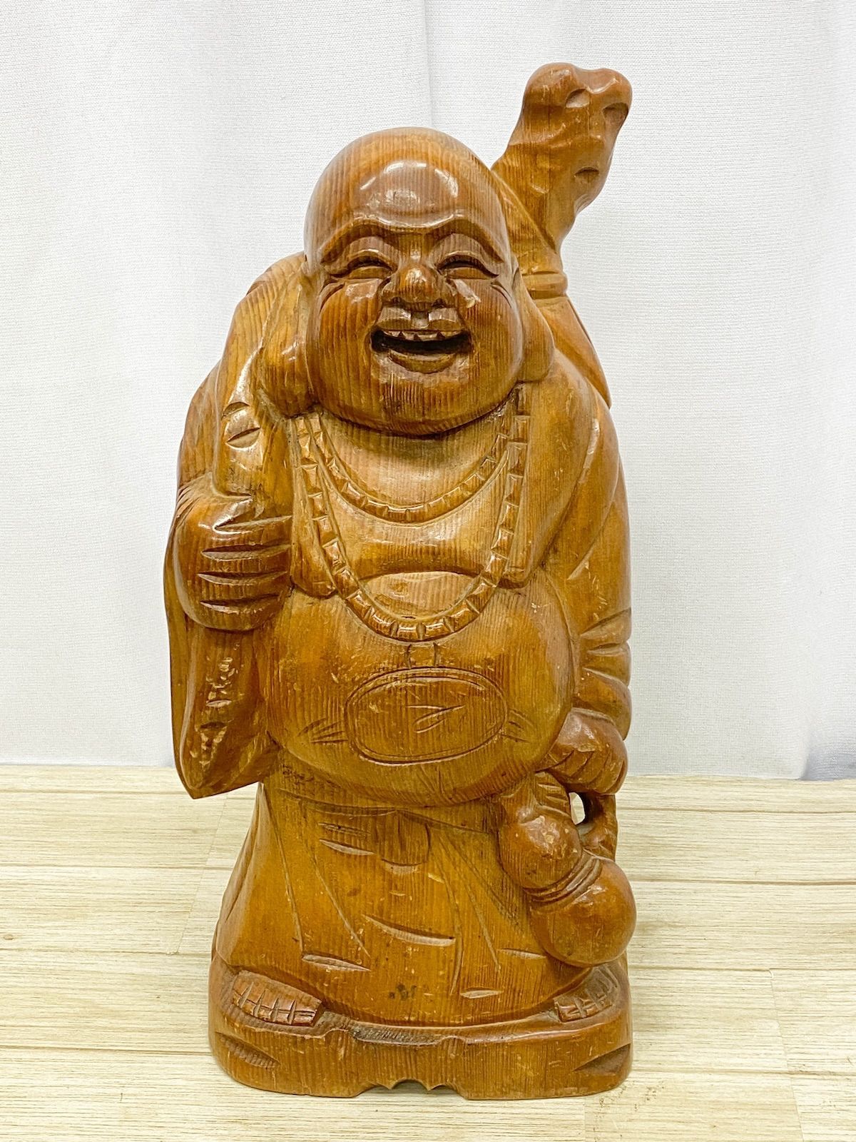 送料無料S△4555恵比寿大黒様 七福神 木彫り 一刀彫 天然木 大黒様 
