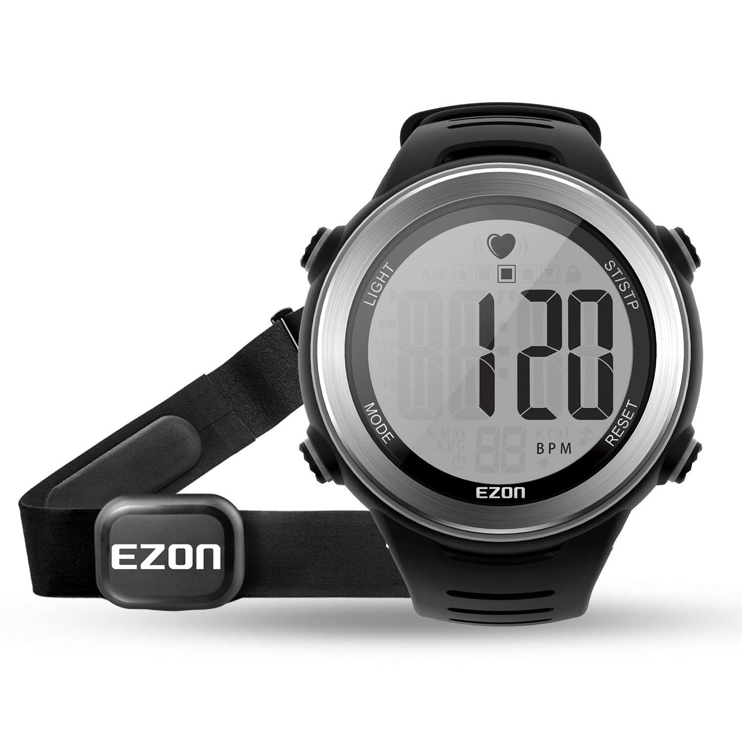 新品 ezon t007 心拍数モニターとチェストストラップ、運動心拍数モニター、hrmとスポーツウォッチ、防水、ストップウォッチ、毎時チャイム 日本語の説明書付きです 7,170円