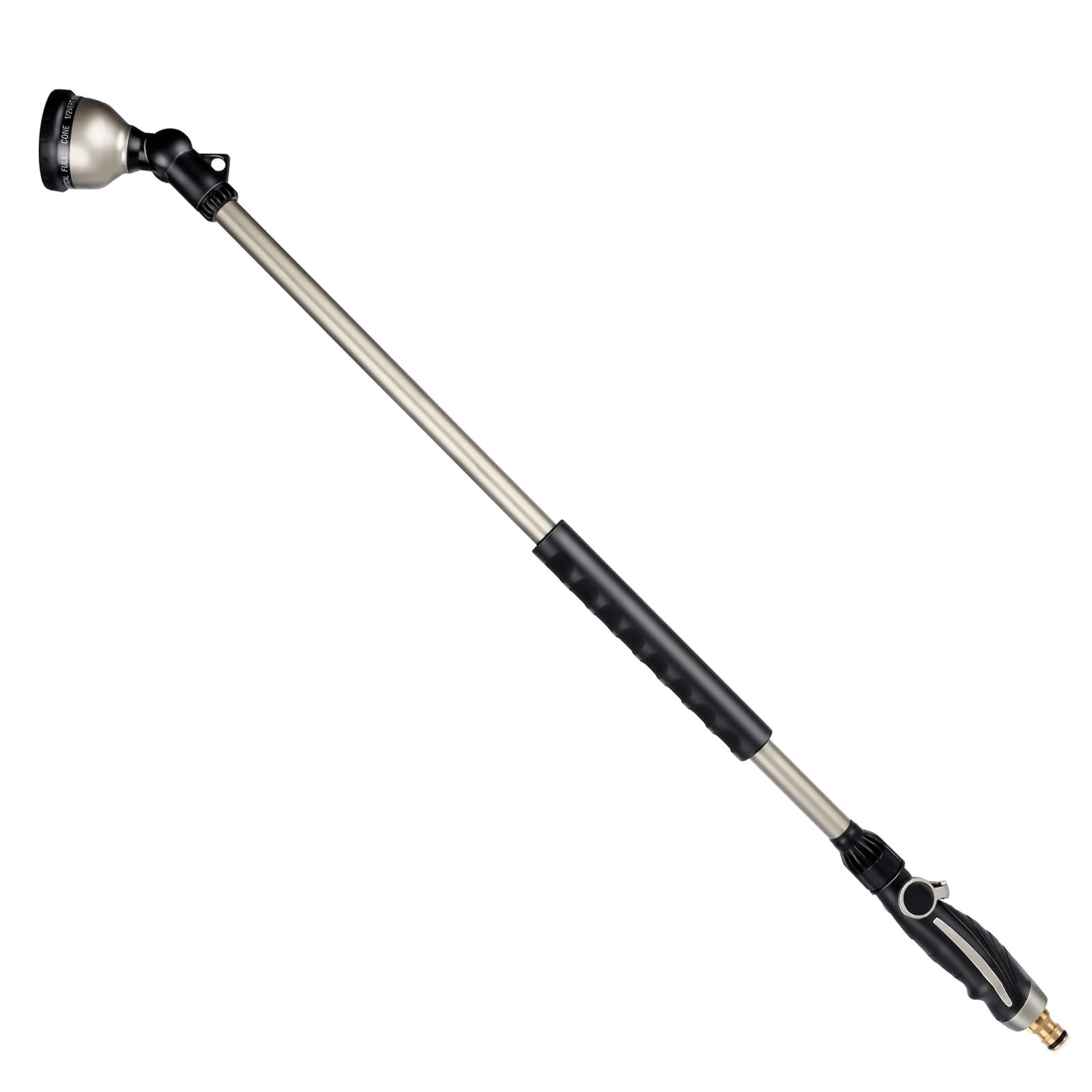 新品 RESTMO 91CM 超ロング散水ノズル、180°回転ヘッドと10種類のスプレーパターンを備えたメタルガーデンホースノズル、親指流量制御付き 頑丈なホースノズルスプレー、ハンギングバスケット、低木への散水に最適