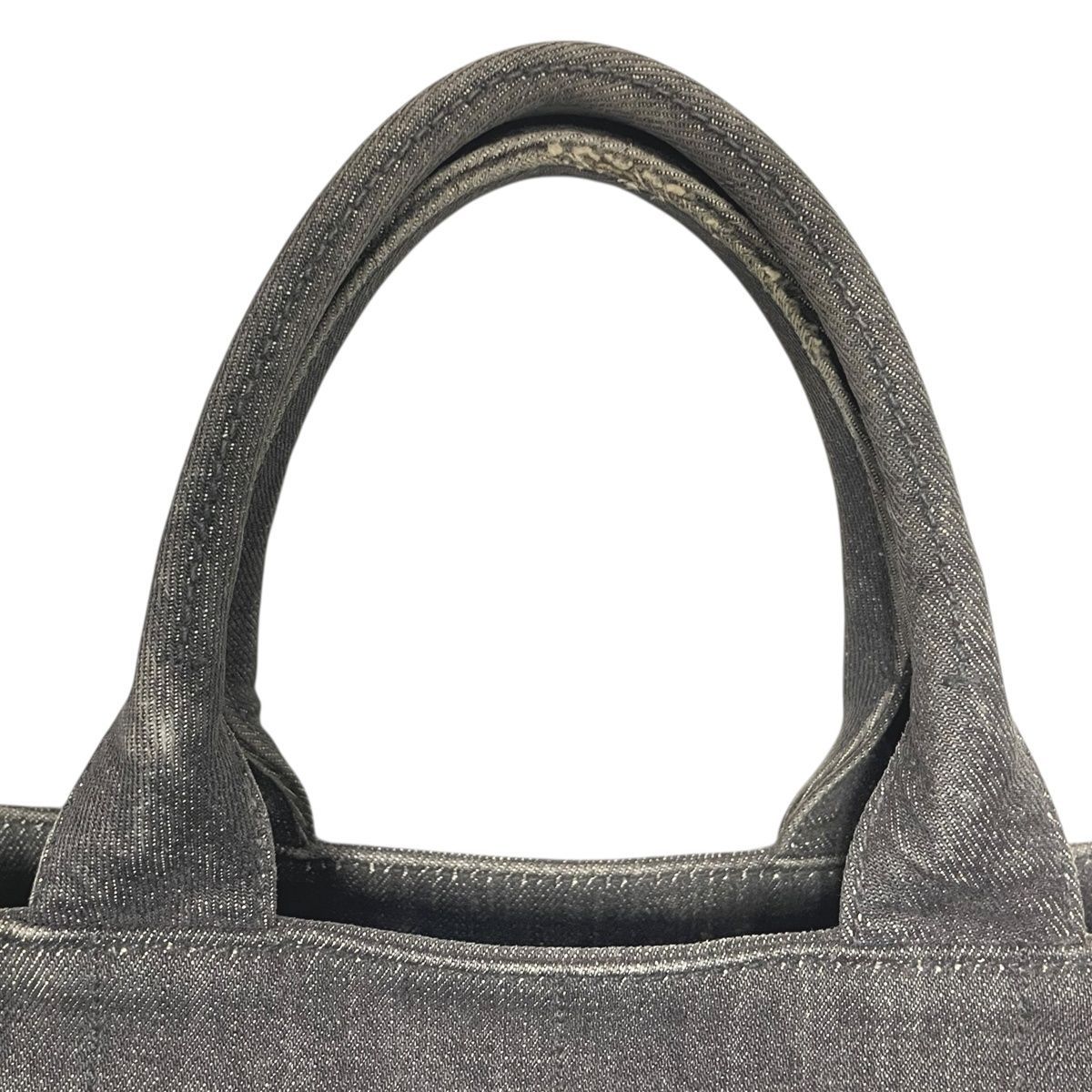 中古】 PRADA プラダ カナパ デニム ビジュー ネロ 1BG439 グレー 