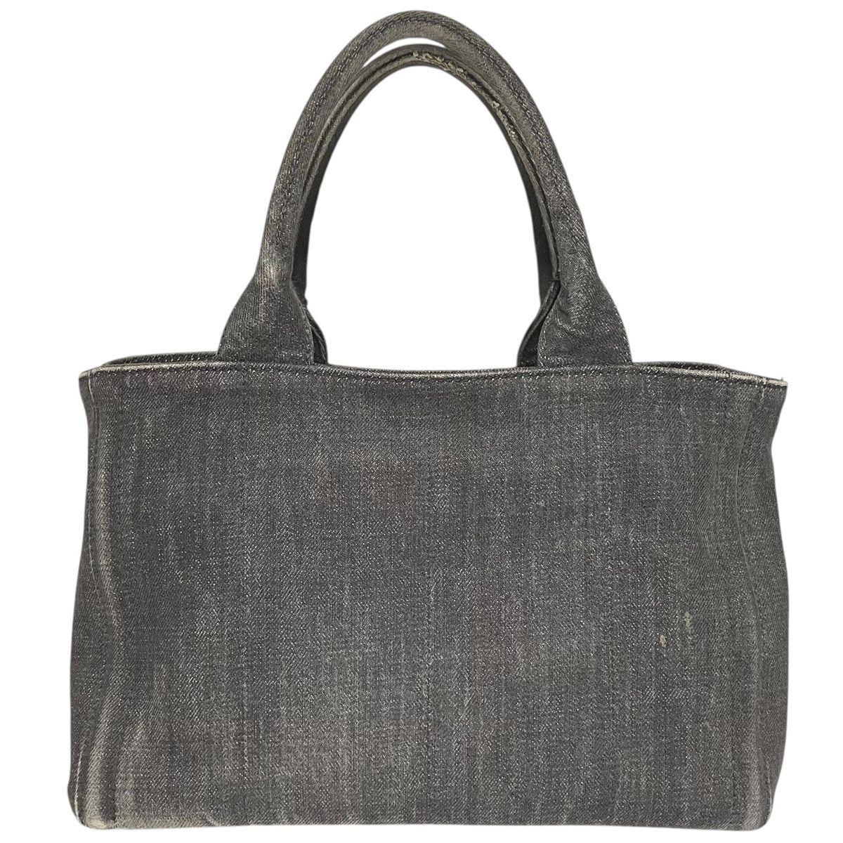 中古】 PRADA プラダ カナパ デニム ビジュー ネロ 1BG439 グレー 