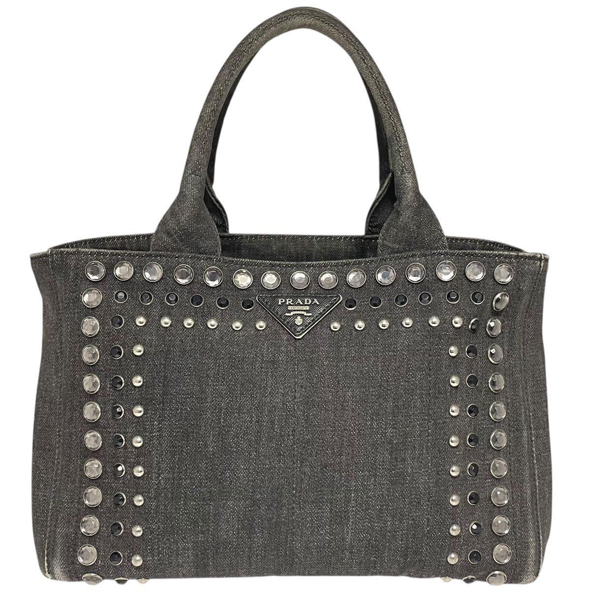 中古】 PRADA プラダ カナパ デニム ビジュー ネロ 1BG439 中古】 PRADA プラダ カナパ デニム ビジュー ネロ 1BG439