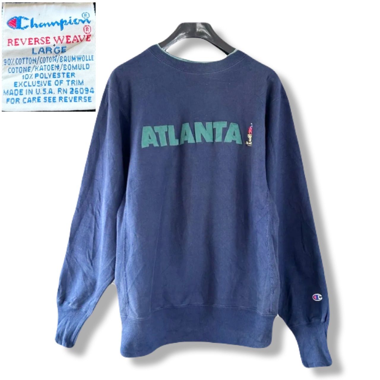 90s USA製 Champion リバースウィーブ Lサイズ ATLANTA オリンピック 
