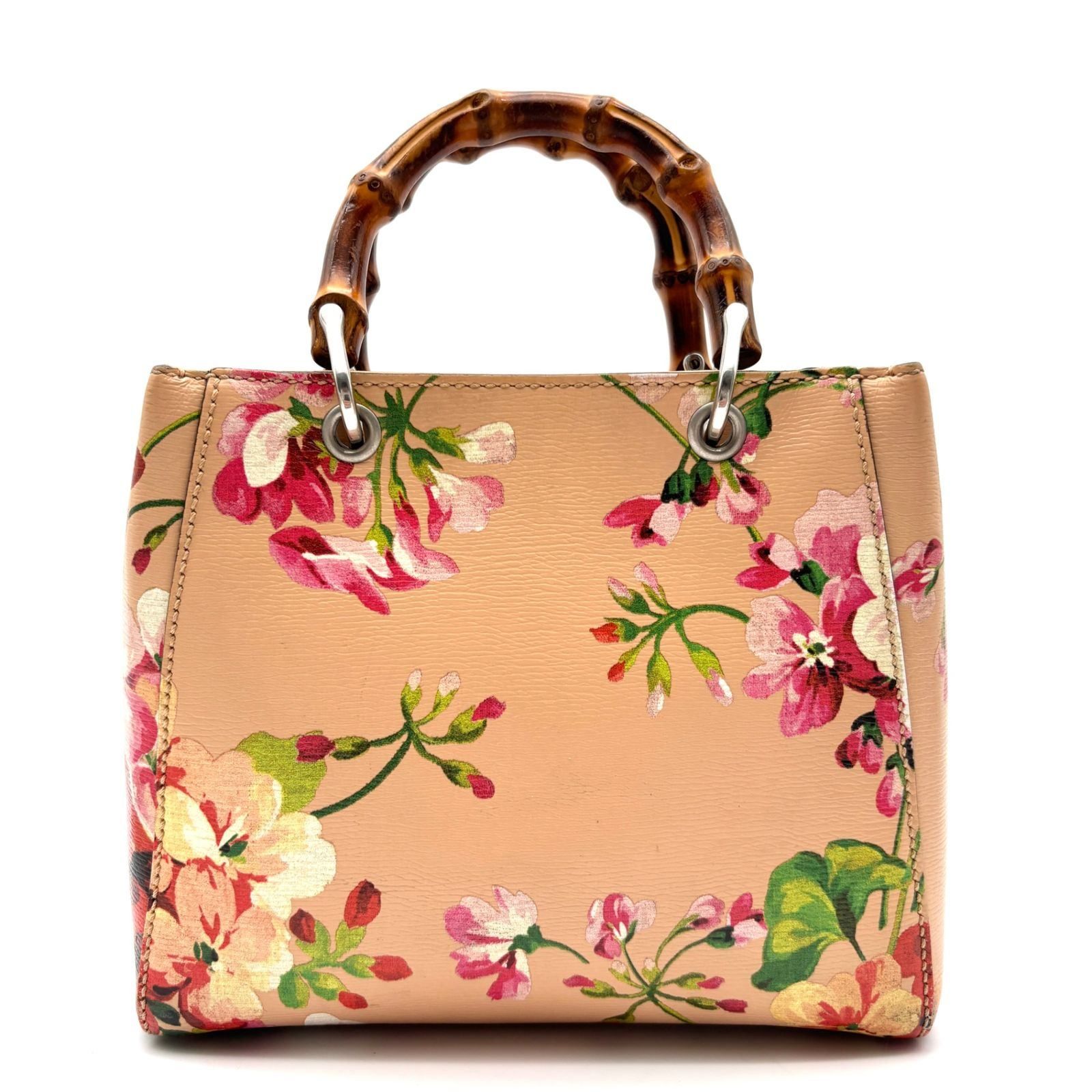 美品 GUCCI グッチ バンブー ブルームス ショッパー ミニトートバッグ