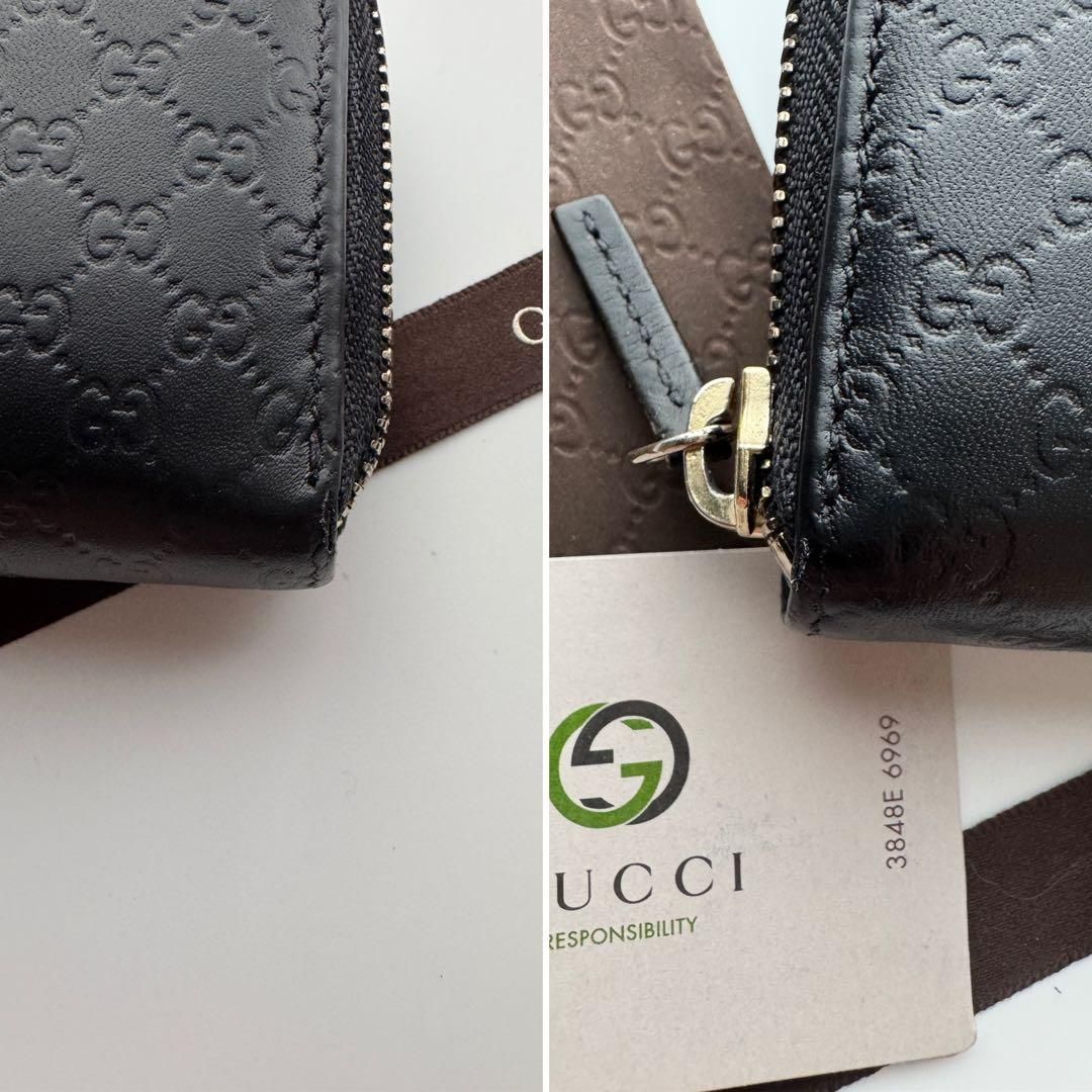 美品】 360 GUCCI グッチ マイクロシマ 財布 小銭入れ コインケース