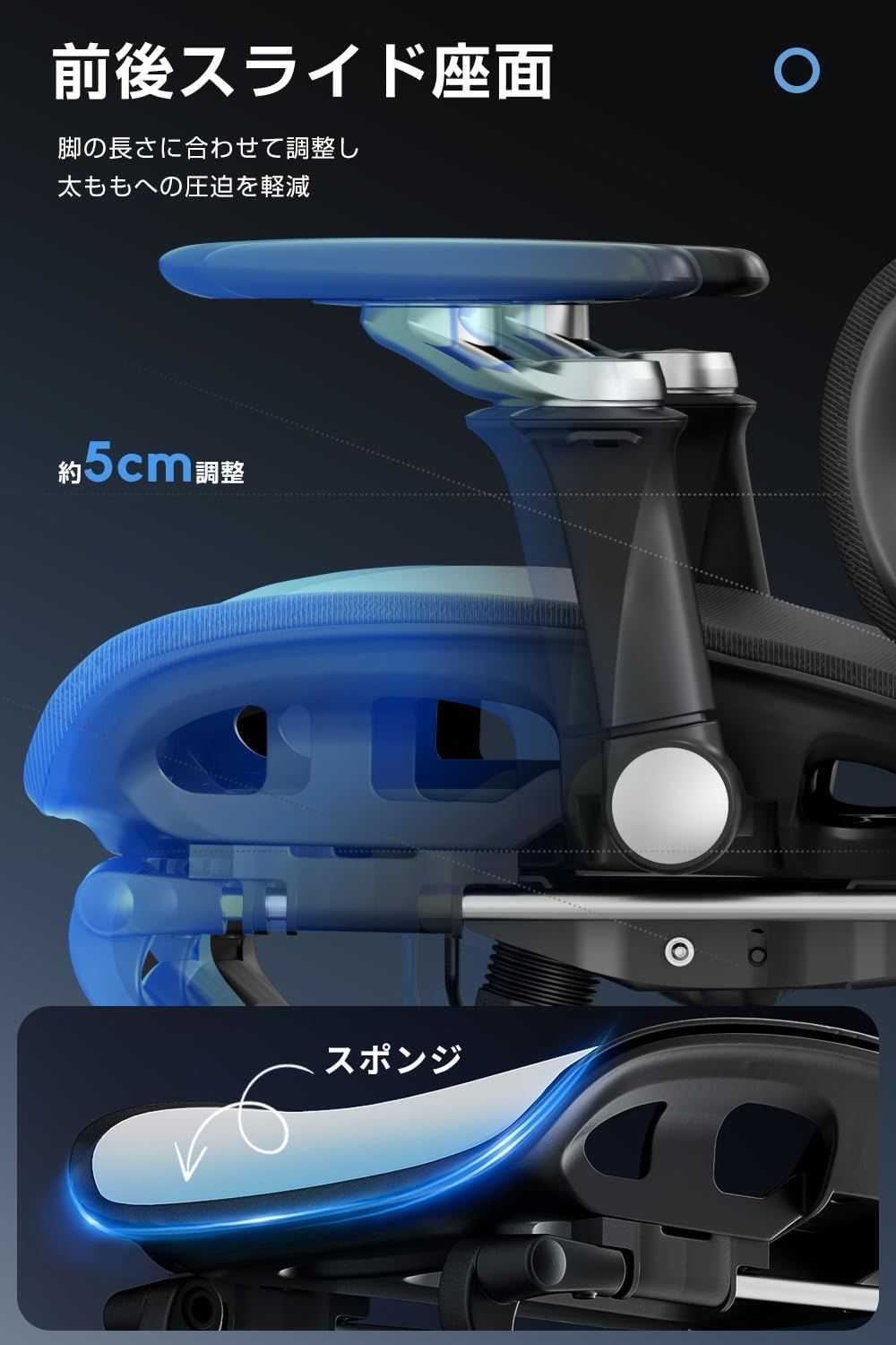 人体工学チェア オフィスチェア フットレスト付 3Dヘッドレスト 6D 