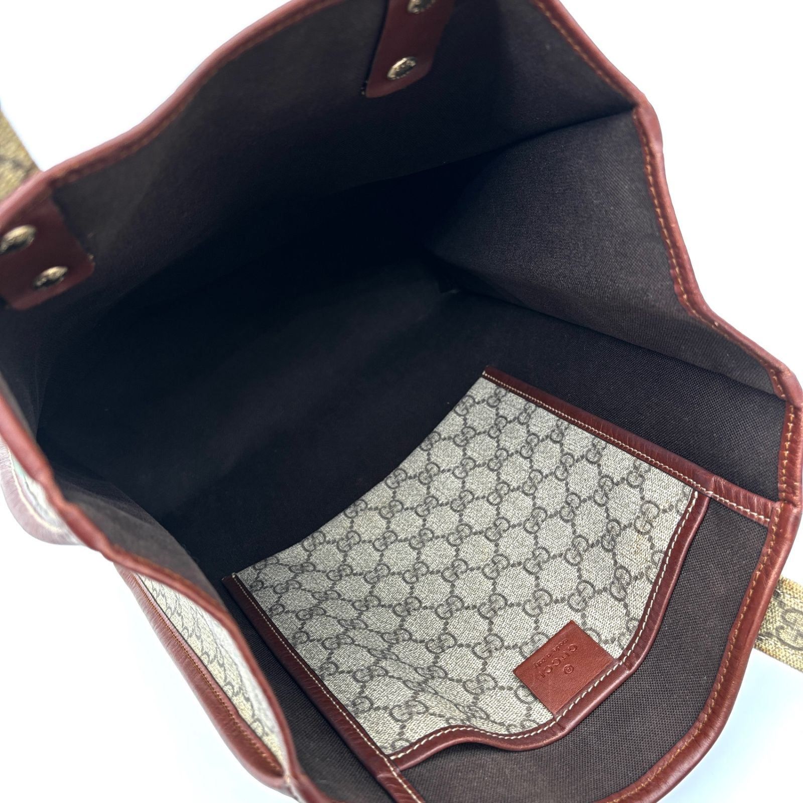 美品 GUCCI グッチ トートバッグ 縦型 GGスプリーム レザー ベージュ 