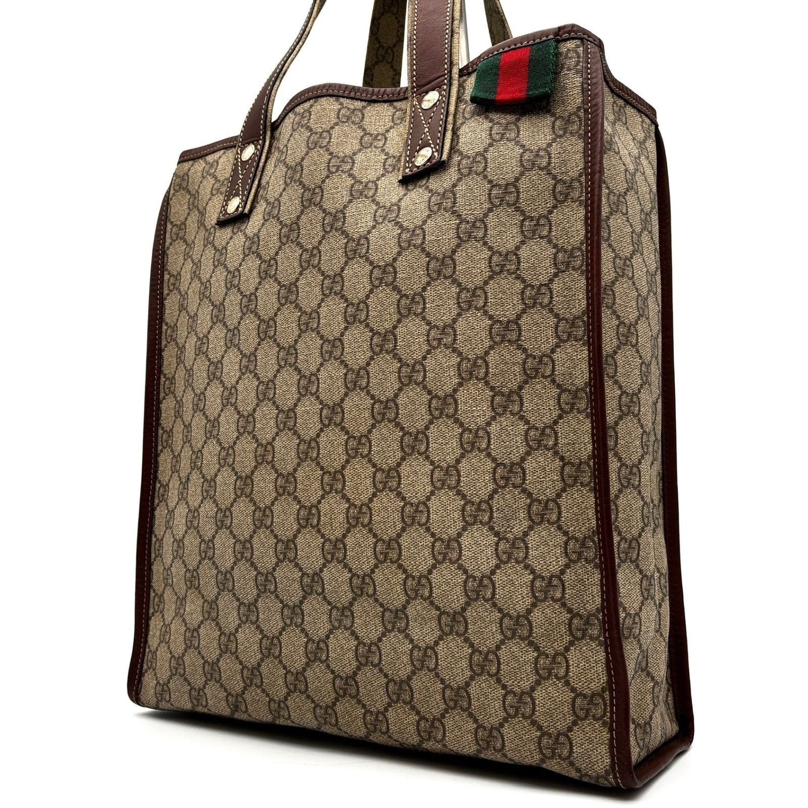 美品 GUCCI グッチ トートバッグ 縦型 GGスプリーム レザー 美品 GUCCI グッチ トートバッグ 縦型 GGスプリーム レザー