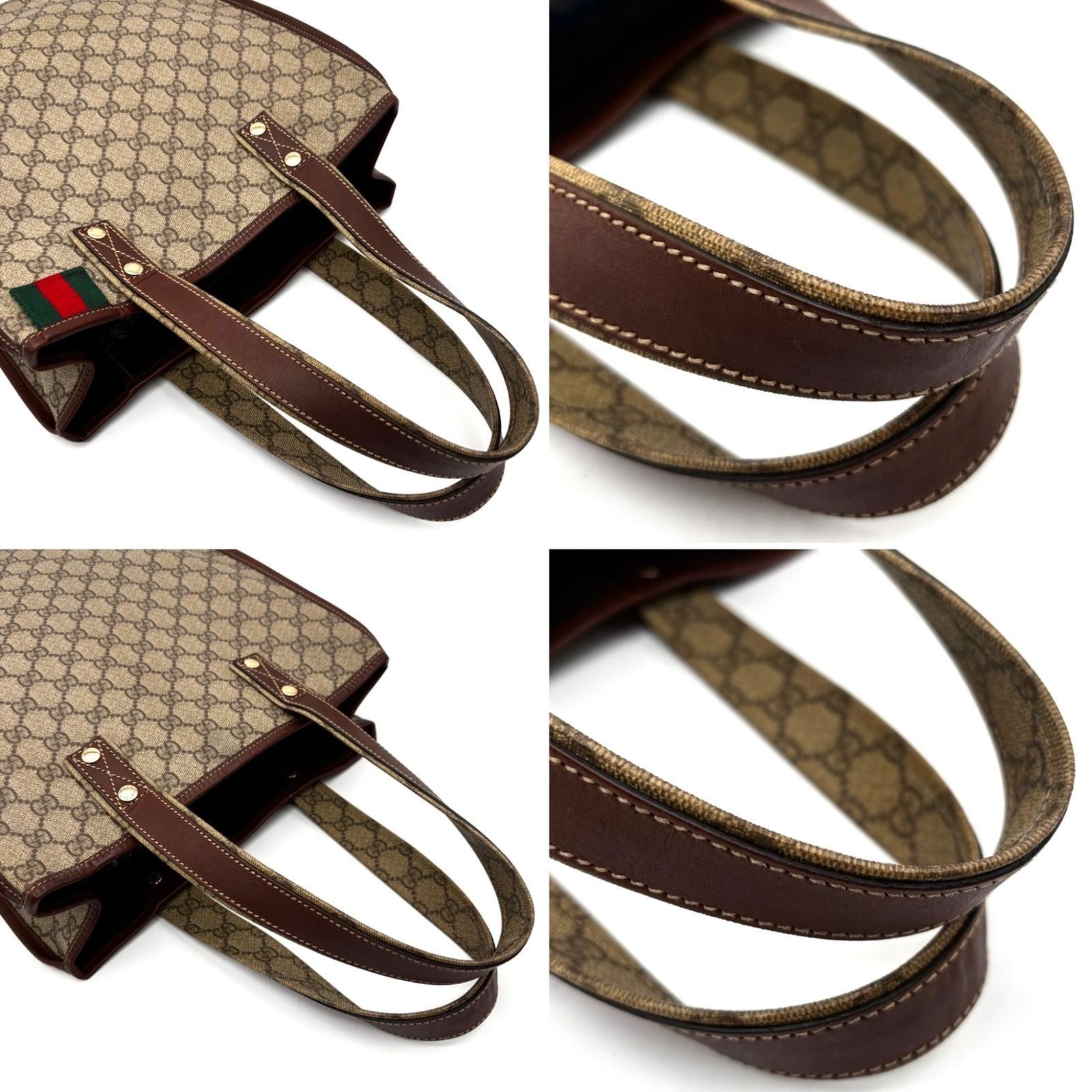 美品 GUCCI グッチ トートバッグ 縦型 GGスプリーム レザー ベージュ