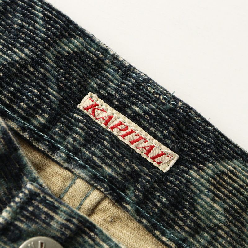 キャピタル KAPITAL レオパード コーデュロイパンツ 28 ネイビー┃総柄