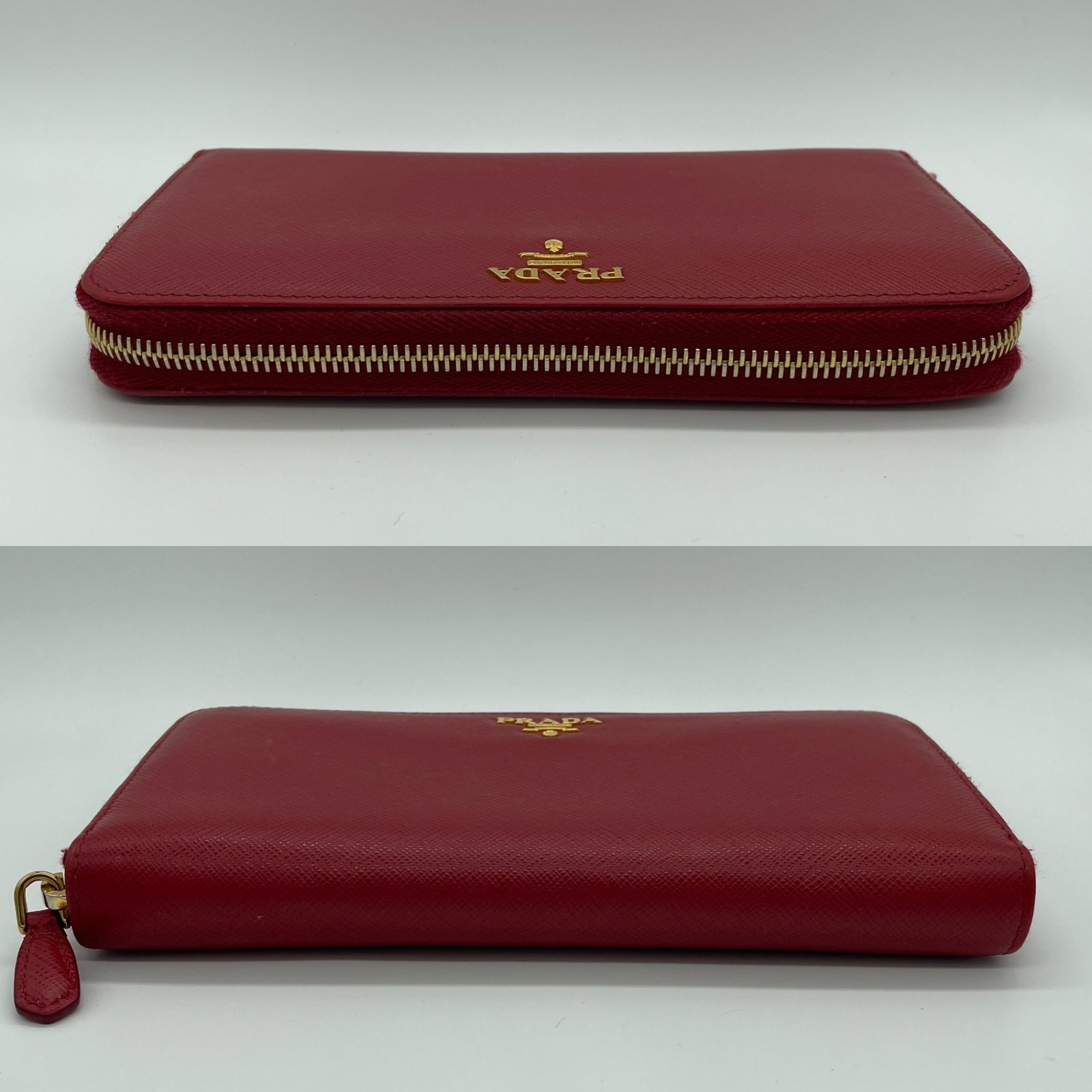 2603-111｜美品｜プラダ 長財布 サフィアーノレザー レッド - メルカリ