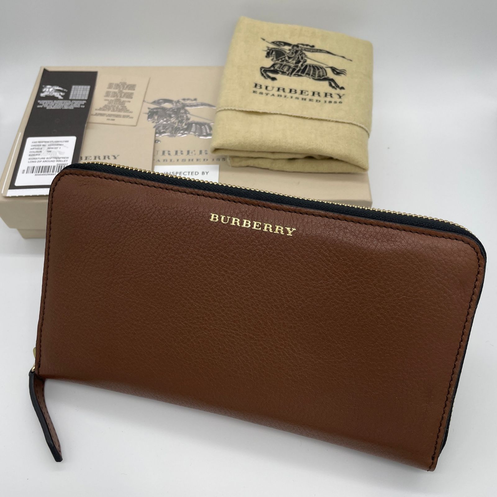 2603-119｜美品｜バーバリー 長財布 レザー ブラウン - メルカリ