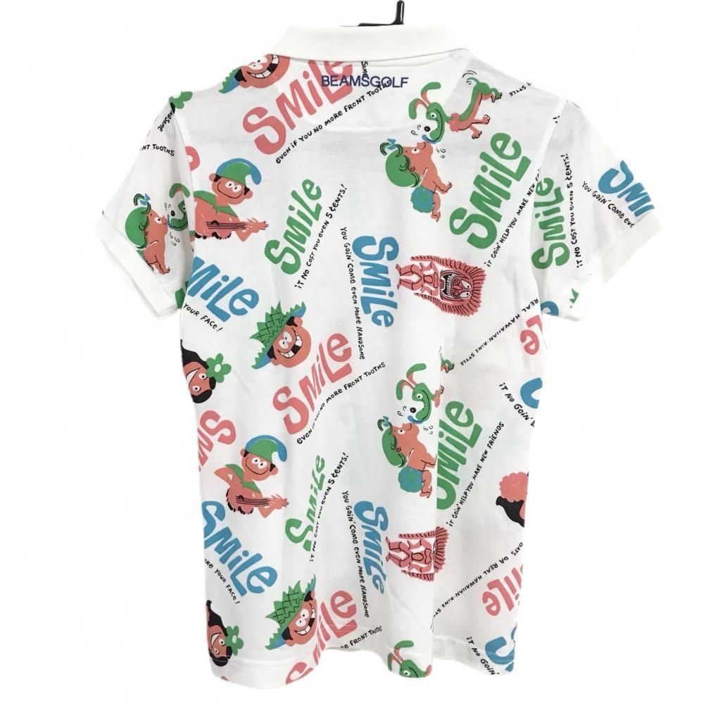 【美品】BEAMS GOLF 半袖シャツ 超美品】ビームスゴルフ×サンサーフ 半袖ポロシャツ 白×マルチカラー