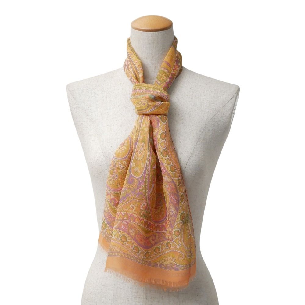 ETRO エトロ スカーフ ペイズリー柄 シルクシフォン ロングスカーフ