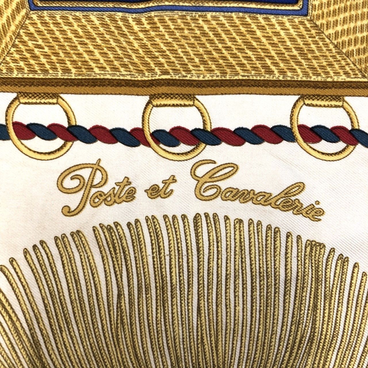 HERMES エルメス カレ90 Poste et Cavalerie スカーフ ゴールド シルク