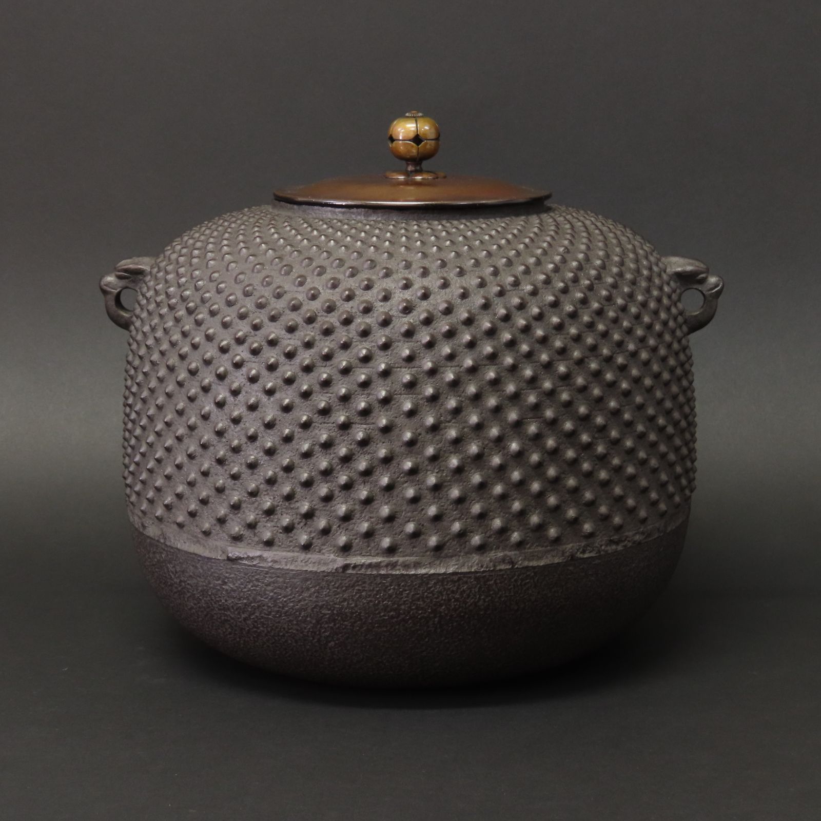 03s13 美品 高木治良兵衛 真作保証 霞丸釜 高さ22cm 在銘 共箱/茶道具