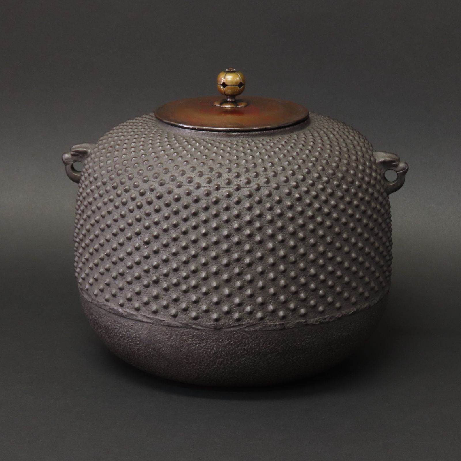 03s13 美品 高木治良兵衛 真作保証 霞丸釜 高さ22cm 在銘 共箱/茶道具